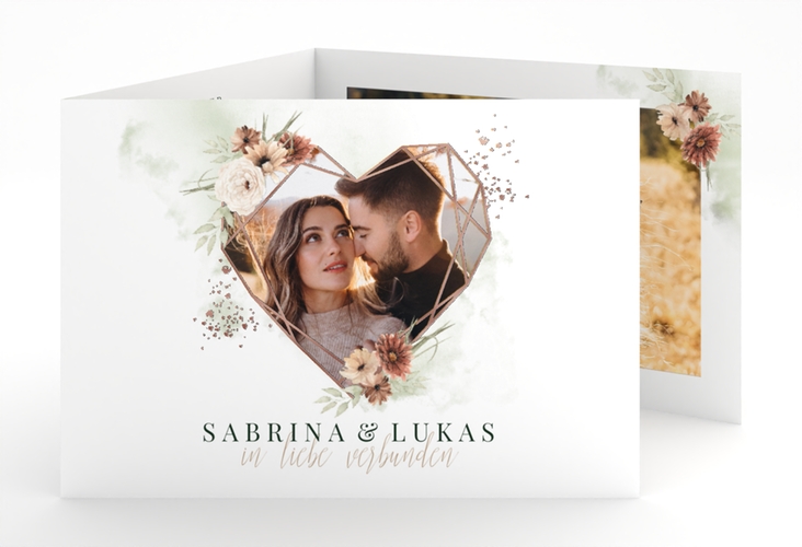 Hochzeitseinladung Odeur A6 Doppel-Klappkarte gruen rosegold