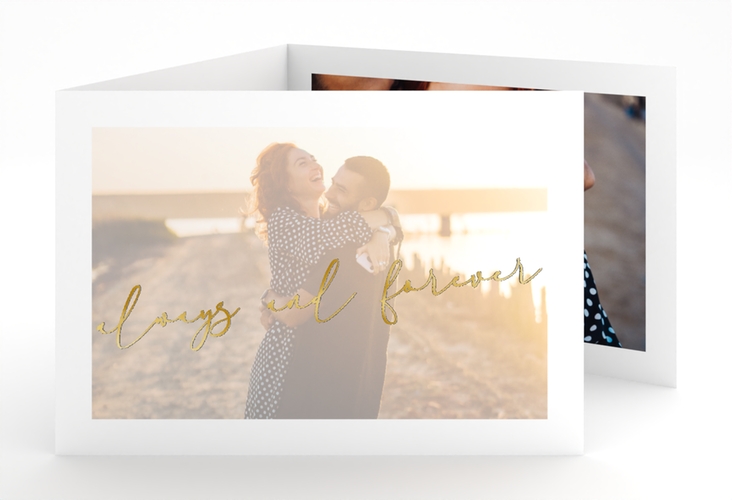 Hochzeitseinladung Lucent A6 Doppel-Klappkarte weiss gold