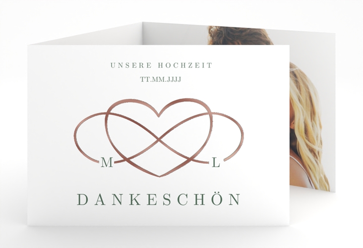 Danksagungskarte Hochzeit Infinity A6 Doppel-Klappkarte gruen rosegold