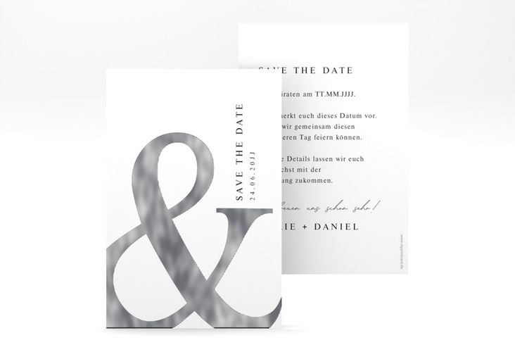 Save the Date-Karte And A6 Karte hoch weiss silber