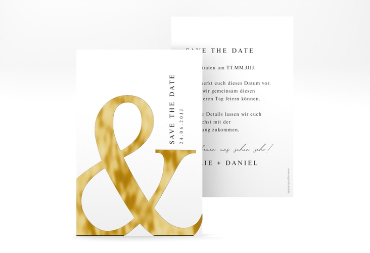 Save the Date-Karte And A6 Karte hoch weiss gold