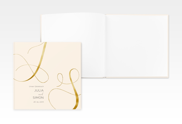 Gästebuch Creation Eheschließung 20 x 20 cm, Hardcover beige gold