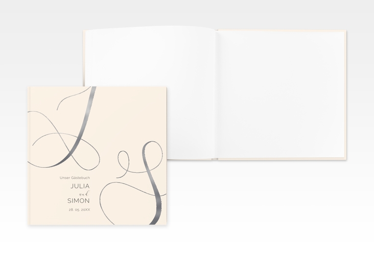 Gästebuch Creation Eheschließung 20 x 20 cm, Hardcover beige silber