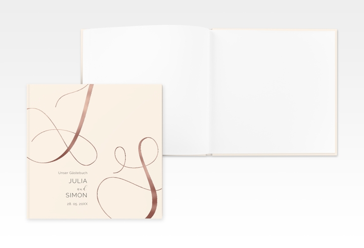 Gästebuch Creation Eheschließung 20 x 20 cm, Hardcover beige rosegold