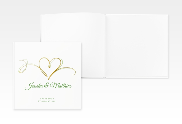 Gästebuch Creation Hochzeit Envie 20 x 20 cm, Hardcover gruen gold