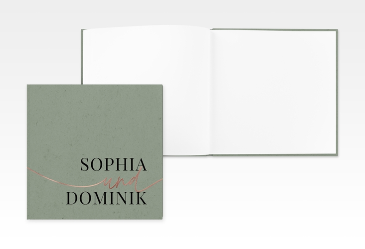 Gästebuch Creation Easy 20 x 20 cm, Hardcover gruen rosegold im modernen minimalistischen Design