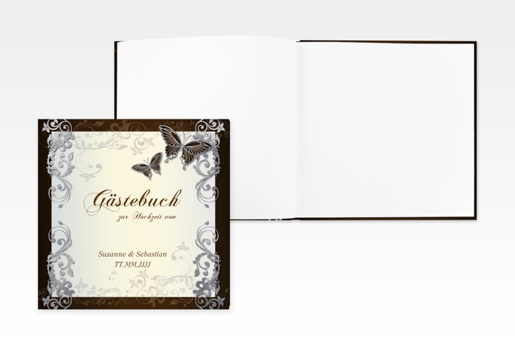 Gästebuch Creation Toulouse 20 x 20 cm, Hardcover braun silber romantisch mit Schmetterlingen