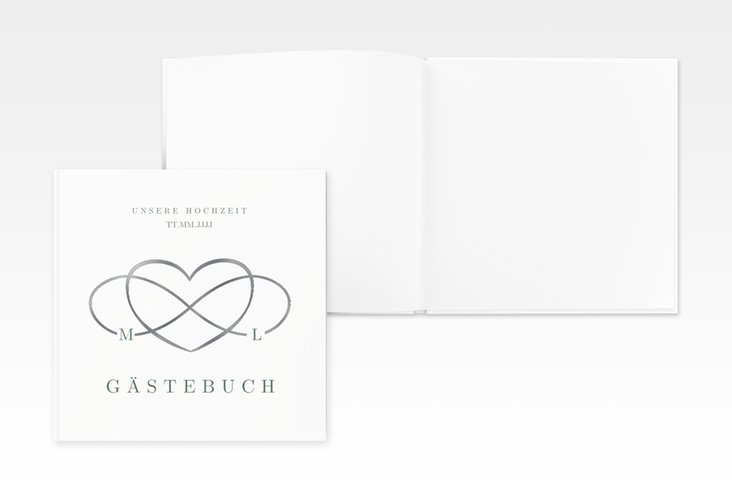 Gästebuch Creation Hochzeit Infinity 20 x 20 cm, Hardcover gruen silber