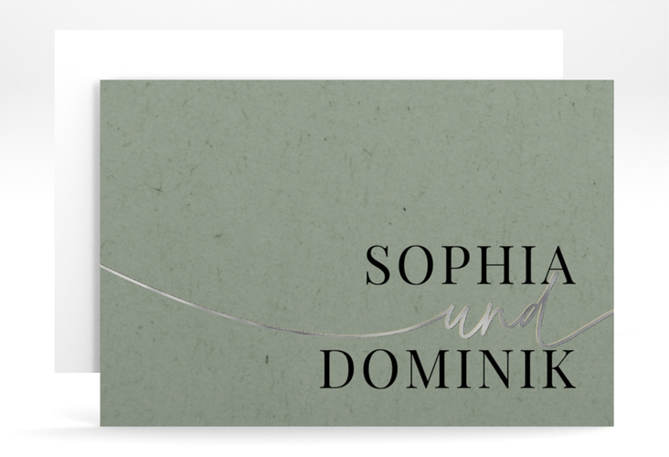 Save the Date-Karte Easy A6 Karte quer gruen silber im modernen minimalistischen Design