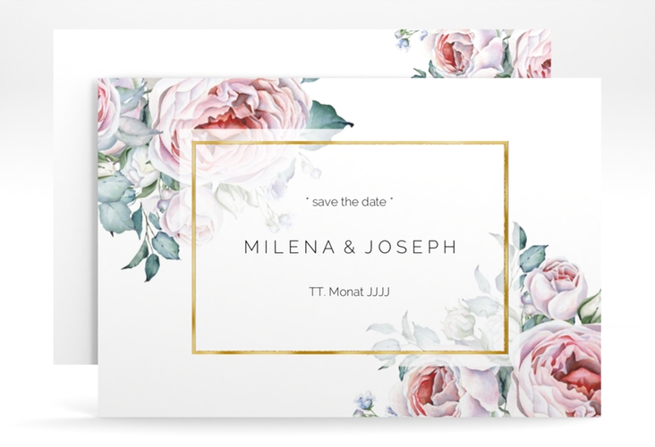 Save the Date-Karte Embrace A6 Karte quer weiss gold
