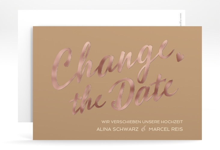 Change the Date-Karte Glam A6 Karte quer beige rosegold