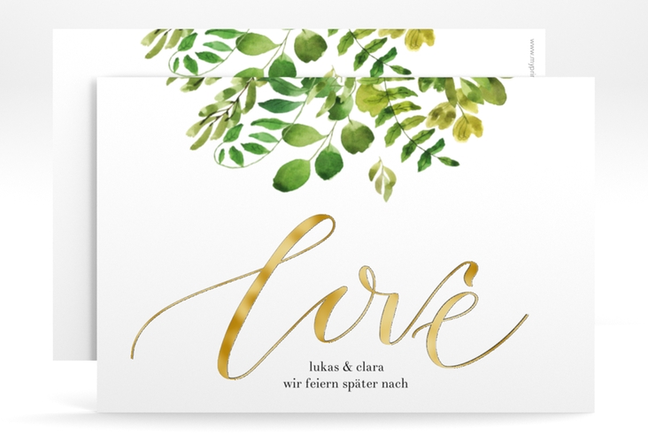 Change the Date-Karte Botany A6 Karte quer weiss gold