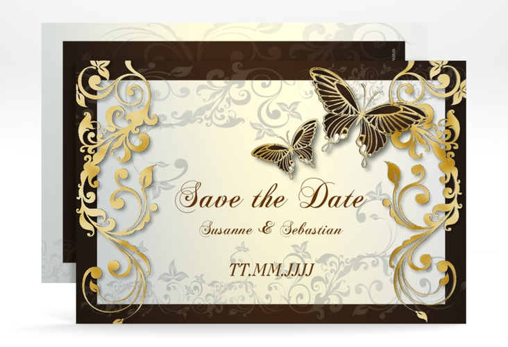 Save the Date-Karte Hochzeit Toulouse A6 Karte quer braun gold