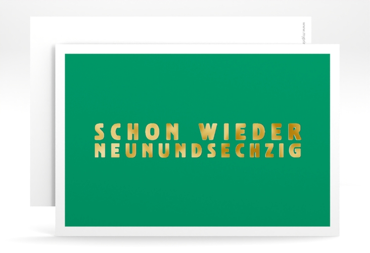 Einladung 70. Geburtstag Gag A6 Karte quer gruen gold