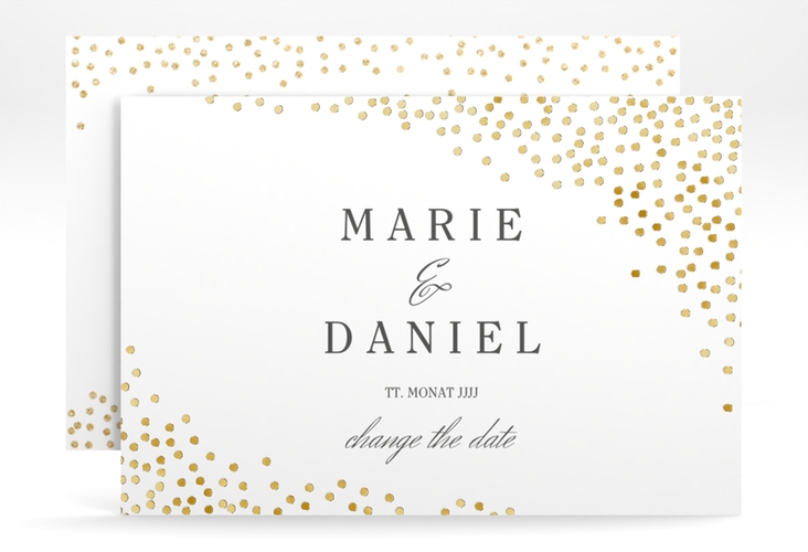 Change the Date-Karte Glitter A6 Karte quer weiss gold