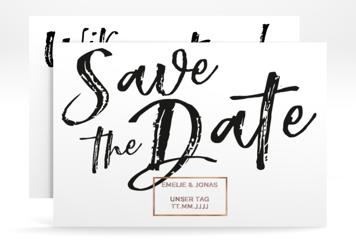Save the Date-Karte Words A6 Karte quer weiss rosegold