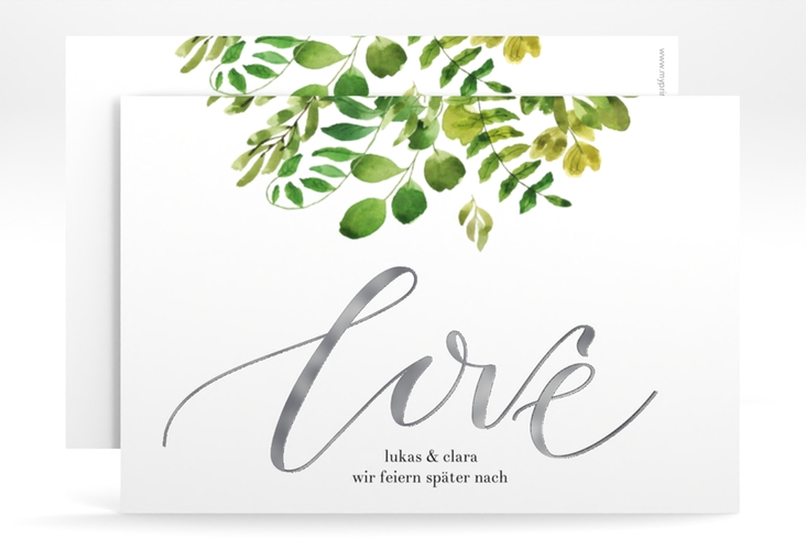 Change the Date-Karte Botany A6 Karte quer weiss silber