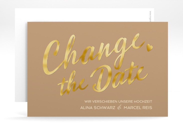 Change the Date-Karte Glam A6 Karte quer beige gold