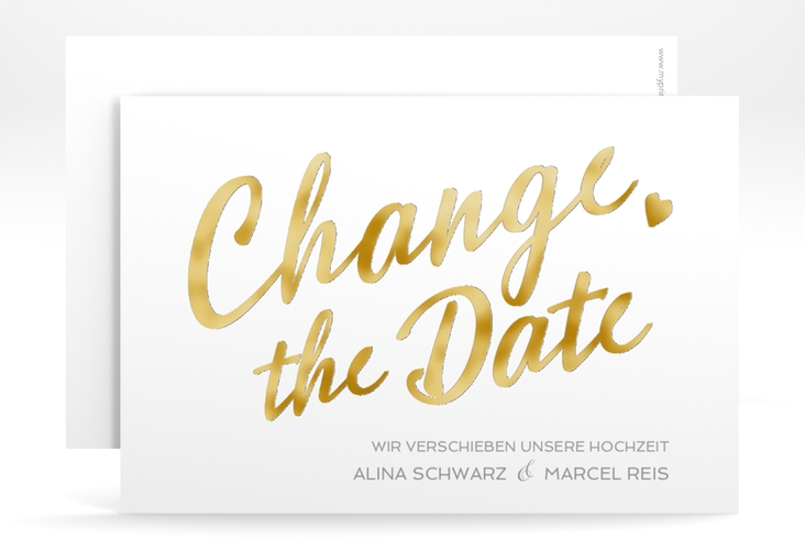 Change the Date-Karte Glam A6 Karte quer weiss gold