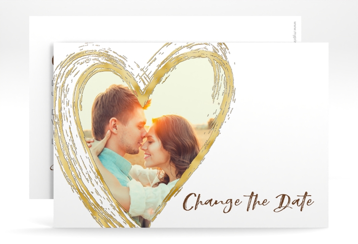 Change the Date-Karte Liebe A6 Karte quer braun gold