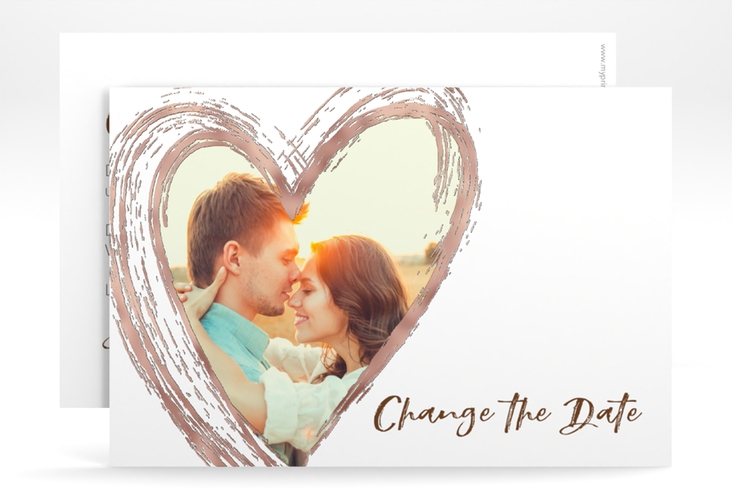 Change the Date-Karte Liebe A6 Karte quer braun rosegold