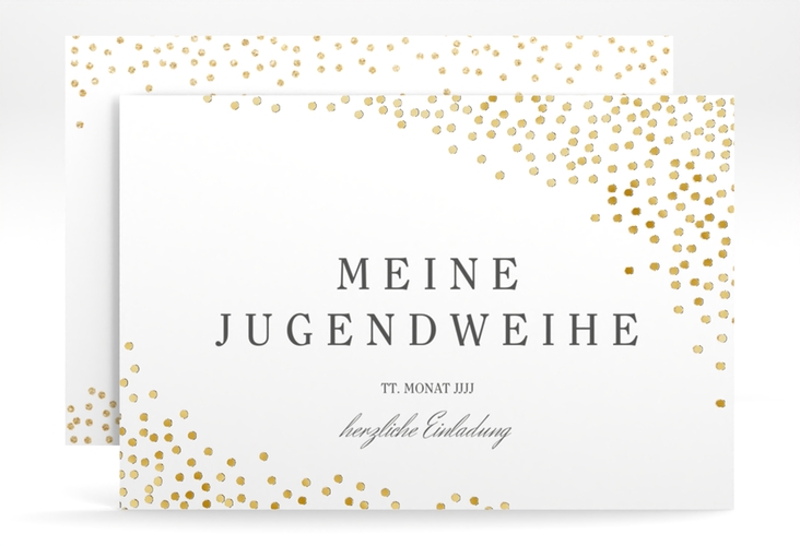 Einladung Jugendweihe Glossa A6 Karte quer weiss gold