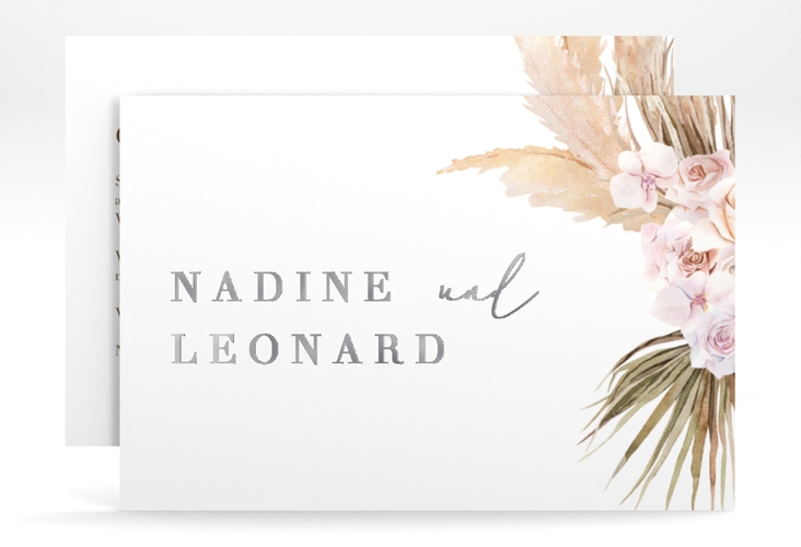 Change the Date-Karte Nude A6 Karte quer weiss silber