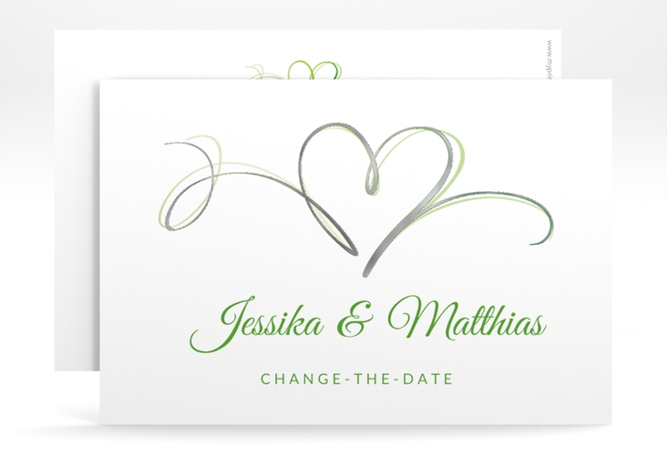 Change the Date-Karte Envie A6 Karte quer gruen silber