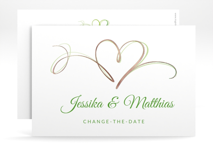 Change the Date-Karte Envie A6 Karte quer gruen rosegold