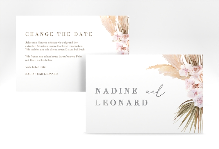 Change the Date-Karte Nude A6 Karte quer weiss silber