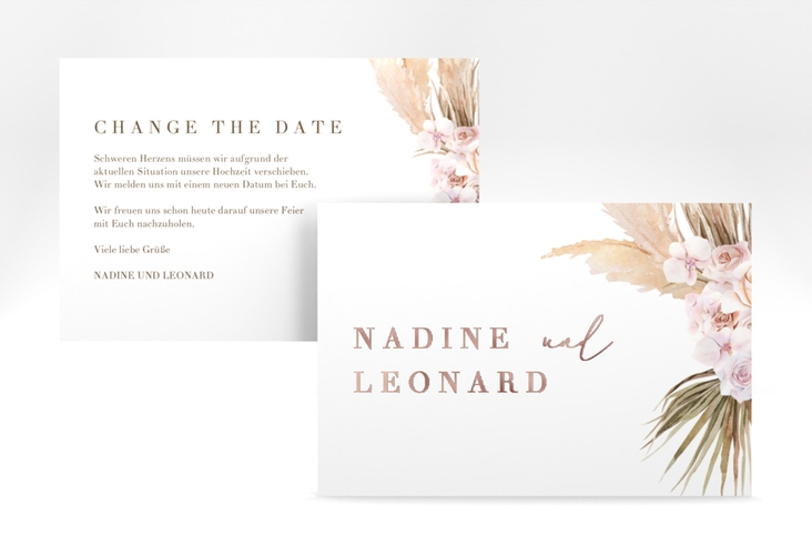 Change the Date-Karte Nude A6 Karte quer weiss rosegold