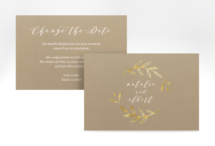 Change the Date-Karte Naturelove A6 Karte quer weiss gold