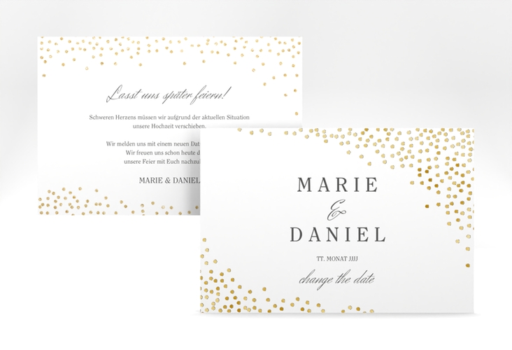 Change the Date-Karte Glitter A6 Karte quer weiss gold