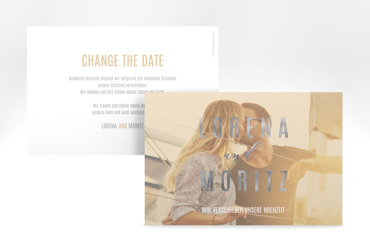 Change the Date-Karte Memory A6 Karte quer beige silber