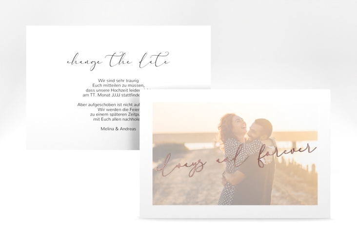 Change the Date-Karte Lucent A6 Karte quer weiss rosegold