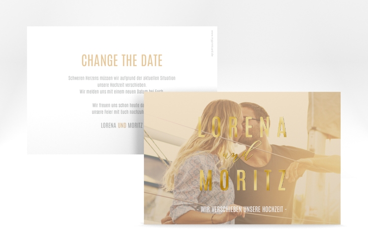 Change the Date-Karte Memory A6 Karte quer beige gold