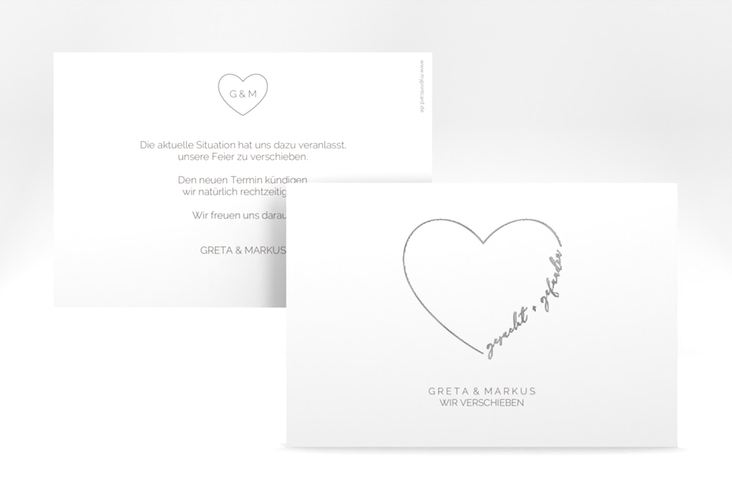 Change the Date-Karte Lebenstraum A6 Karte quer weiss silber