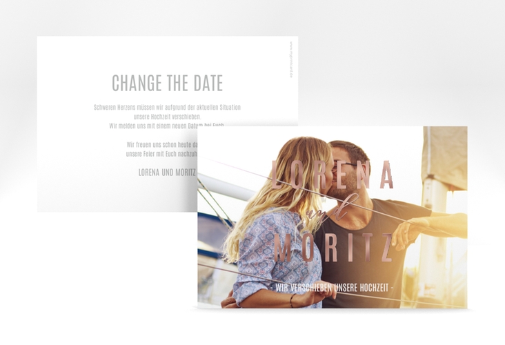 Change the Date-Karte Memory A6 Karte quer weiss rosegold