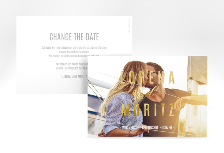 Change the Date-Karte Memory A6 Karte quer weiss gold
