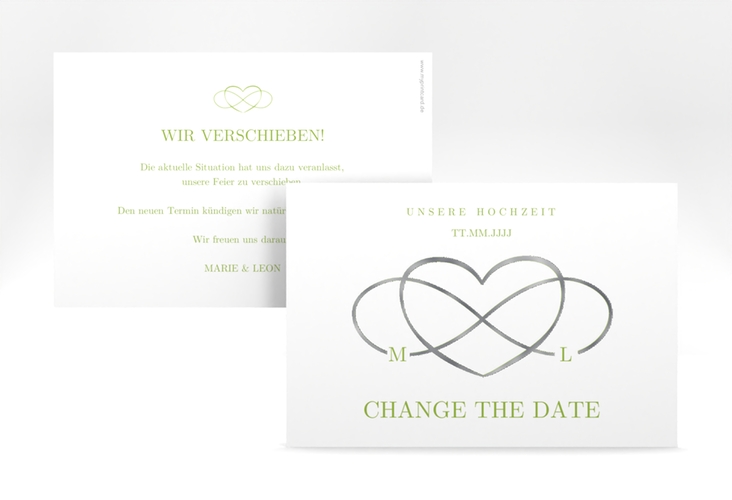 Change the Date-Karte Infinity A6 Karte quer gruen silber