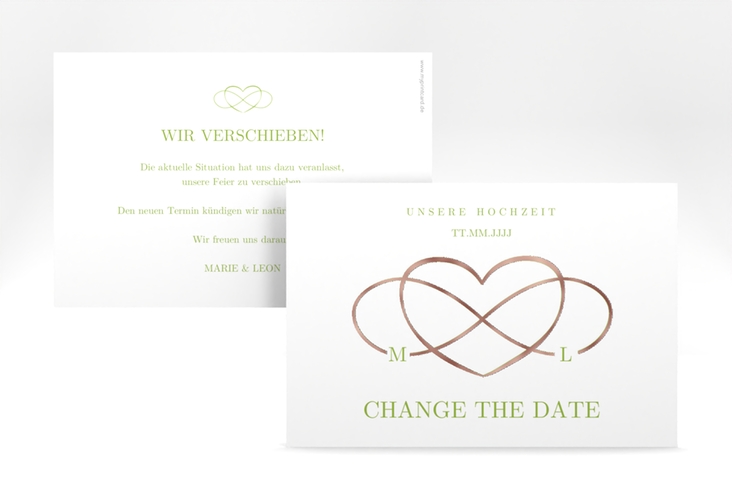Change the Date-Karte Infinity A6 Karte quer gruen rosegold