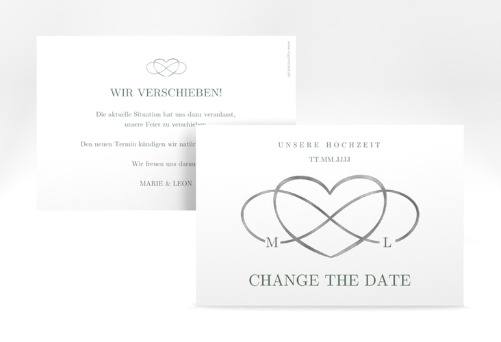 Change the Date-Karte Infinity A6 Karte quer gruen silber