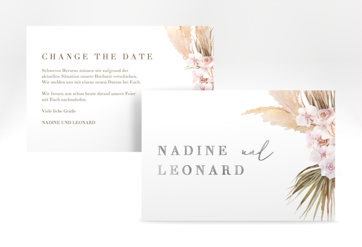 Change the Date-Karte Nude A6 Karte quer weiss silber