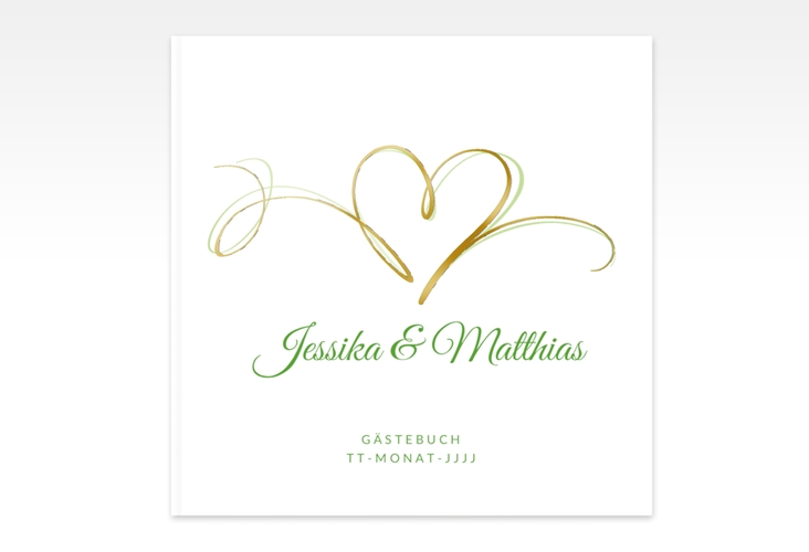 Gästebuch Creation Hochzeit Envie 20 x 20 cm, Hardcover gruen gold