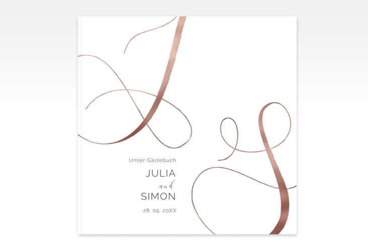 Gästebuch Creation Eheschließung 20 x 20 cm, Hardcover weiss rosegold