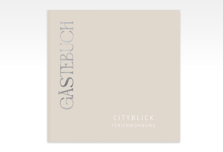 Gästebuch Creation Ferienwohnung Ferienunterkunft 20 x 20 cm, Hardcover beige silber