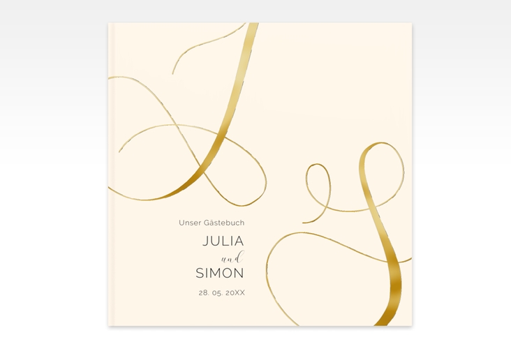 Gästebuch Creation Eheschließung 20 x 20 cm, Hardcover beige gold