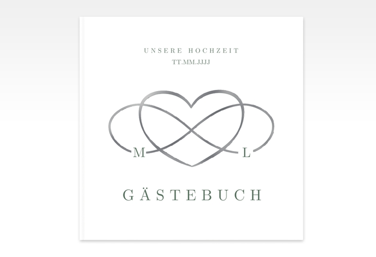 Gästebuch Creation Hochzeit Infinity 20 x 20 cm, Hardcover gruen silber
