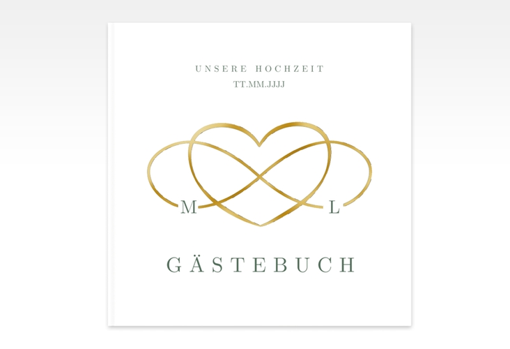 Gästebuch Creation Hochzeit Infinity 20 x 20 cm, Hardcover gruen gold