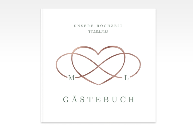 Gästebuch Creation Hochzeit Infinity 20 x 20 cm, Hardcover gruen rosegold